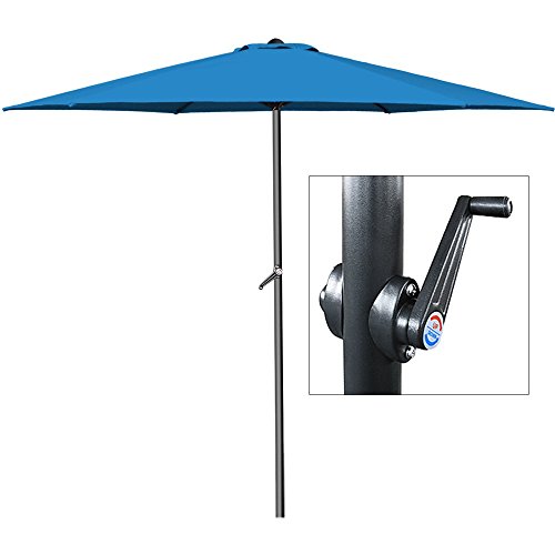 Deuba Parasol Bleu - Ø 300cm - avec manivelle - Jardin - Terrasse