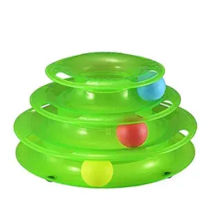 CAT Toy-Tower of Tracks with Balls Interactive CAT Toy/Size: L- 10 Inch, H- 5.5 Inch/TAIYO PLUSS DISCOVERY (Green)