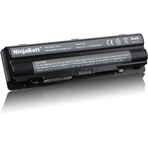 NinjaBatt New Laptop-Akku für Dell XPS 14 15 17 L401x L501x L502x L701x L702x JWPHF J70W7 P09E P09E002 P11F R4CN5 R795X 08PGNG 8PGNG – High Performance [6 Zellen/4400mAh/49Wh] - 2