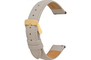 Toff London Ladies Leather Watch Strap, Quick Release with Gold Metal Buckle, Band Width 18mm