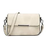  wewo Einfarbig umhängetasche damen kleiner lässig schultertasche mädchen Modisch handtasche shopper henkeltasche PU leder crossbody Paket (Beige)