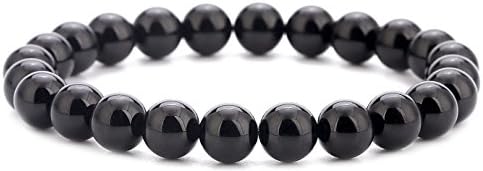 HCHIDS Men Women 8mm Natural Stone Beads Bracelet Elastic Yoga Agate Bracelet Bangle