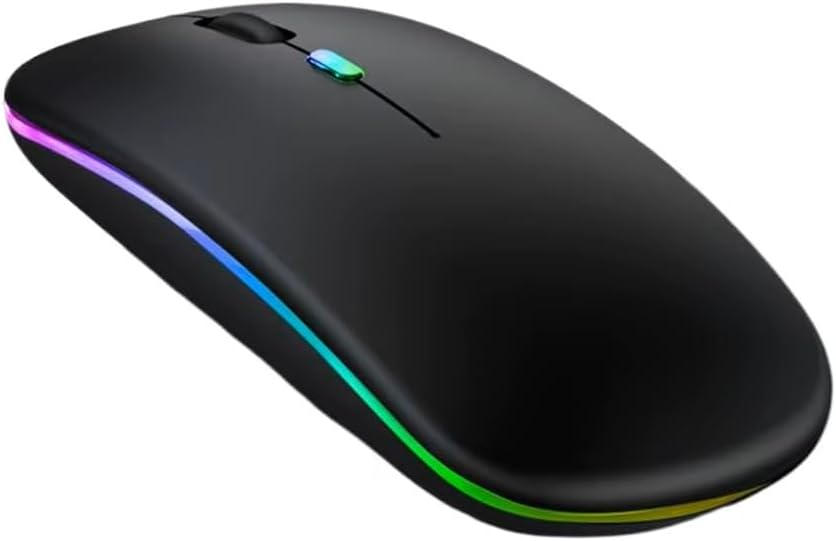 GADIRIA Ratón Inalámbrico Bluetooth Recargable 2,4 GHz Dual 1600 dpi - Mouse Gaming Silencioso para PC y Portátil - Ratón Inalámbrico para Ordenador Gamer - Compatible con Windows/Mac (Negro)