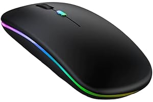 GADIRIA Ratón Inalámbrico Bluetooth Recargable 2,4 GHz Dual 1600 dpi - Mouse Gaming Silencioso para PC y Portátil - Ratón Inalámbrico para Ordenador Gamer - Compatible con Windows/Mac (Negro)