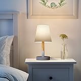 Tomons Nachttischlampe/ Bettschrank Stofflampenschirm Schreibtischlampe/ Massivholzlampe für Schlafzimmer, Wohnzimmer, Wohnheim, Kaffeetisch- grau - 5