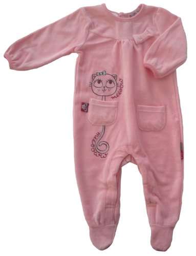 Bright Bots Newborn Girls Babygrow Warm Velour All in One Coverall - Pink