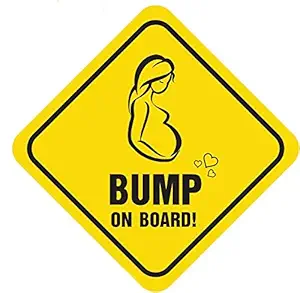 ISEE 360 Vinyl Pregnant On Board Car Bike Sticker, 18 x 18 cm, Black Yellow