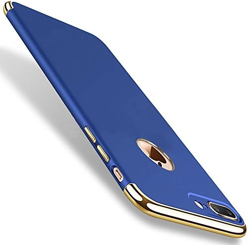 iPhone 7Plus Case, 4 in 1 Anti-Scratch Shockproof Electroplate Frame with Coated Surface Excellent Grip Case for Apple iPhone 7Plus (2016) (Blue)