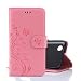 Produktbild LG K4 ( 2017 ) Hülle, LG K4 ( 2017 ) Schutzhülle, Alfort Carving Lederhülle Fashion Design Premium PU Leder Hohe Qualität Tasche Case Cover Kasten Abdeckung Wallet für LG K4 ( 2017 ) 5.0" Smartphone Funktion Standfunktion Unterstützte Telefone und Magnetverschluss mit Schmetterling ( Rosa )
