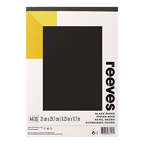 Reeves 8490958 Tonpapierblock - schwarzes Papier 20 Blatt 120g/m², hochwertiges Papier, lichtbeständig & alterungsbeständig - A4