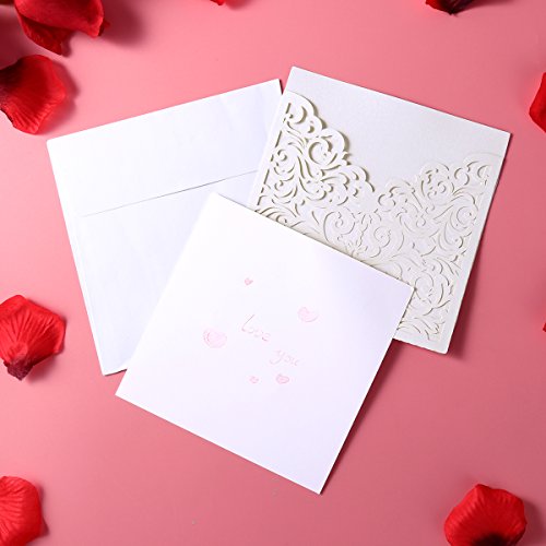 ROSENICE 10Pcs Hochzeit Einladungskarten – aushöhlen dekoratives Muster (weiß) - 7