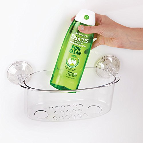 InterDesign Power Lock Badezimmer-/Dusch-Caddy Korb mit Saugnapf für Shampoo, Conditioner, Seife – Groß, Durchsichtig - 4