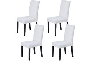 Veakii Coprisedie con schienale 4 pezzi universali, lavabile Estraibile, coprisedile, molto facile da pulire e resistente, moderna sala da pranzo, hotel, arredamento ristorante (4 Pezzi, Bianca)