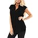 Produktbild Hffan Damen Casual Tops Shirt Sexy V-Ausschnitt Oversize T-Shirt Bluse Elegant Plissee gekräuselt Strandtop Hemden Lose Sommer Strandbluse Haushemd Sommerbluse Oberteile Hemd tanktops (Schwarz, M)