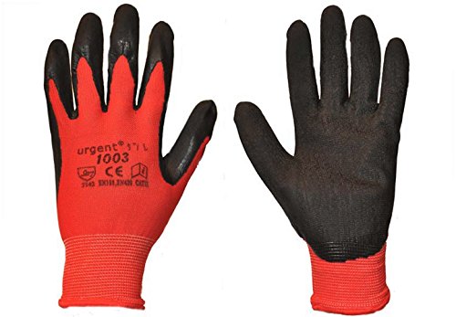 12 Paar Arbeitshandschuhe EN420 Kat I rot-schwarz Urgent 1003 (10) - 2