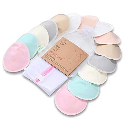 keababies Bambou bio - 14 coussinets lavables + sac de lavage - Tétine d'allaitement pour mamelons de maternité - Reutilisables pour l'allaitement - Fournitures d'allaitement (toucher pastel)