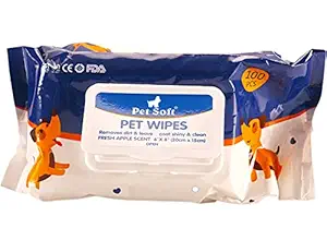 WOWDOG Exclsuive Dog & Cat Wipes Wet for Ears Eyes Face Butt Paw Body Hypoallergenic 100 Counts Per Pack