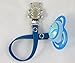 Genuine Leather Pacifier soother dummy holder clip for Baby girl/boy - (blue)