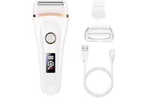 AIWORTH Electric Shaver for Women - Bikini Trimmer Electric Razor Lady's Rechargeable Body Hair Removal for Face, Lip, Arms, Legs, Underarms Wet and Dry Use with LED Display