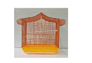 Bird Cage for Love Birds and Finches + Bird Toy Free!!! / Size: (43X28X44 cm) (LXWXH) / TAIYO PLUSS DISCOVERY (Orange)