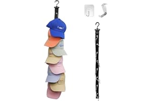 Veki Adjustable Hat Rack Organizer Over The Door, Baseball Cap Holder, Hat Storage Hanger for Closet, Door, Wall, Organizer Hat Display Rack for Cap, Scarve, Gloves, Towel (Black, 1 Piece)