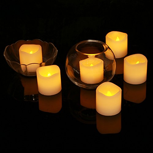 Homemory 12 Led Flammenlose Wachs Kerzen, 5cm Elektrische Flackernde Batteriebetriebene Teelichter, Led Votivkerzen Gelb - 2