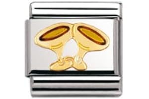 Nomination Composable Classic Fun Champagne Glass Stainless Steel, Enamel and 18K Gold