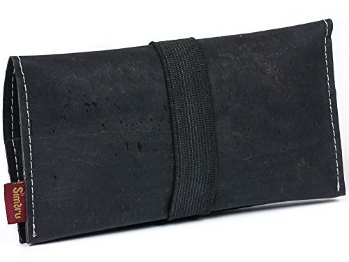 Preisvergleich Produktbild SIMARU Tabaktasche Drehertasche aus stabilem Kork, ideal für deinen Drehtabak / Tabak, Tabakbeutel bzw. Tasche in vielen Farben erhältlich, Tabaketui für Herren und Damen (schwarz)