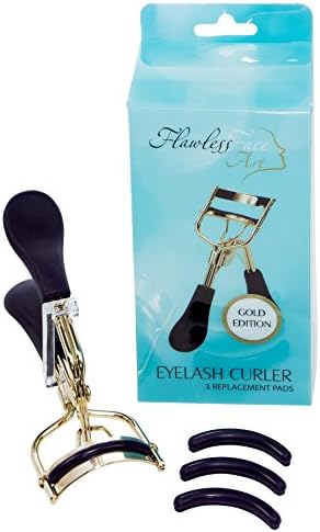 A Gold Eyelash Curler with replacement cushion pads!