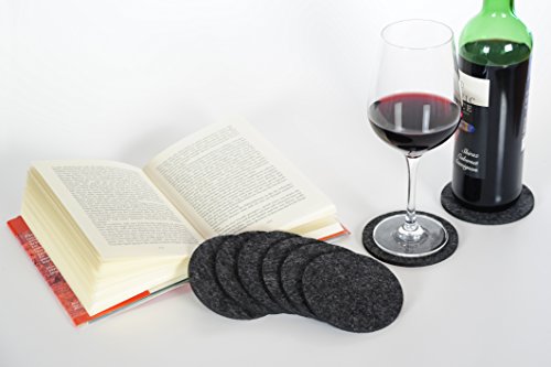 Superhome® Glas-Untersetzer 8-teiliges Set rund, Durchmesser 10cm 100% Polyester abwischbar, pflegeleicht, langlebig waschbar bei 30° Hochwertiges Tisch-Accessoire für drinnen und draußen (Anthrazith) - 3