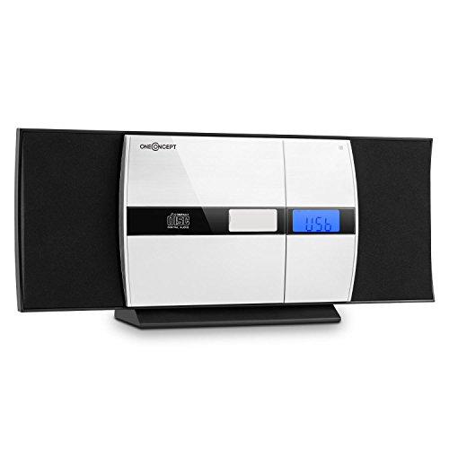 auna V-15 minicadena compacta con Bluetooth (sistema est&eacute;reo con reproductor de CD, MP3, USB, AUX, radio FM, mando a distancia, reloj con alarma, apto para montaje en pared) - negro