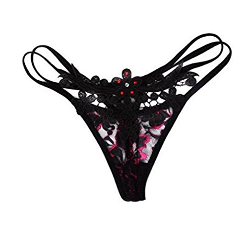 Viskey Damen Sexy Charming Spitze Fischnetz Plum Blossom Thong Panty Slip String Dessous Unterwäsche schwarz