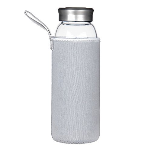 Justfwater Bottiglia di Acqua in Vetro Borosilicato 1000ml / 1L