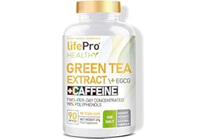 LIFE PRO NUTRITION Life Pro Green Tea + EGCG + Caffeine 90 Vcaps | Té Verde Vegano con Cafeína, EGCG y un 98% de Polifenoles | Antioxidante que ayuda al sistema inmunológico