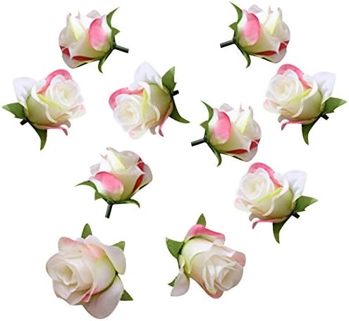 UPERE 40 PCS Artificial Fake Rose Head Flowers for Wedding Home Party Festival Decortions Silk Flower 1.6 inch (pink+white)