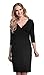 Happy Mama. Women's Maternity Jersey Baby Shower Dress. V-Neck 3/4 Sleeves. 001p (Black, 12)