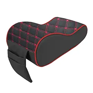 Autofurnish 7D Premium Car PU Leather Memory Foam Center Console Armrest with Pocket (Black Red)