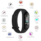 #10: UnTech M3 Fit Band Activity Tracker Heart Rate Monitor, Sleep Monitor, Blood Pressure Monitor, Calorie Burned OLED Display Activity Tracker Bracelet Wristband USB Charging for Android iOS (Black)