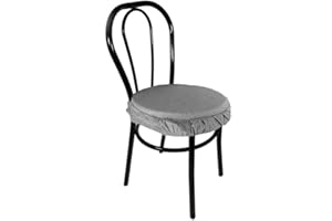 RUSSO TESSUTI Russo Poliestere Tessuti Coppia Cuscini Sedie Cucina Coprisedia Imbottiti Rotondi Tinta Unita Elastico -Grigio