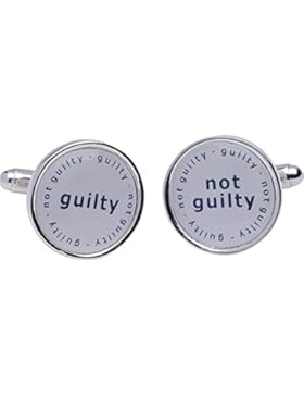 Onyx Art CK525 Manschettenknöpfe, Design Guilty, Not Guilty (Schuldig, Nicht schuldig), englische Aufschrift
