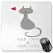 Produktbild HYYCLS Keep Calm Mauspads, Grey Cat Sitting with Red Heart and Hand Drawn Quote Keep Calm Love Cats, Standard Size Rectangle Non-Slip Rubber Mousepad, Grey Red Yellow
