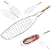 Produktbild Gitter Grill für Fisch Fleisch Grill Eisen vergoldet chrom Griff Holz