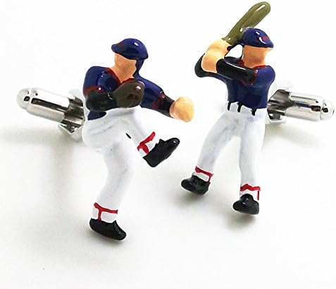 Covink® Baseball Players Set Cufflinks Baseball Pitcher and Hitter Cufflinks Men Sleeve Button with Gift Bag