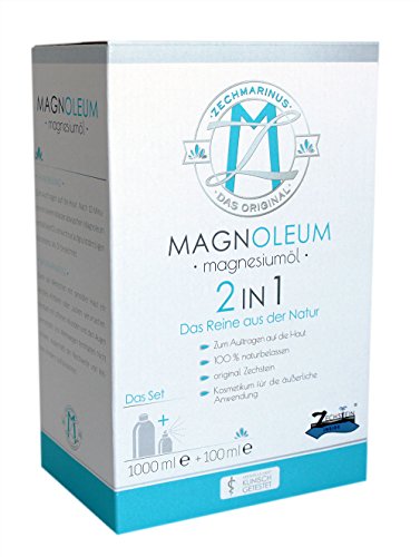 Magnesiumöl original Zechstein MAGNOLEUM Set 100 ml Spray + 1000 ml Glas-Flasche zum Nachfüllen mit Trichter – dermatologisch klinisch getestet – Magnesium-Öl-Spray – Magnesium Oil – Zechsteinmeer Magnesiumchlorid - 3