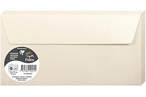 Clairefontaine 50045C - Paquet de 20 Enveloppes Auto-Adhésives - Format DL (11x22cm) - 120g/m² - Coloris Ivoire Irisé - Invitation Evènements et Correspondance - Gamme Pollen - Papier Premium Lisse