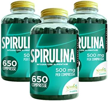 Spirulina 500 mg - 1950 Compresse - Fornitura di Lunga Durata - 100% Alta Qualità