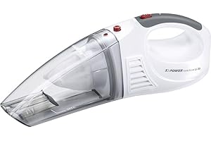 ‎SEVERIN SEVERIN Bezprzewodowy odkurzacz ręczny w1 S'POWER Li 20, czyszczenie na mokro/sucho z wydajnym akumulatorem litowo-jonowym 7,4 V, w zestawie ładowarka samochodowa 12 V, biało-czerwony, HV 7144