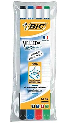 BIC Velleda 1721 Feutres Effaçables à Sec - Bleu, Pochette de 4
