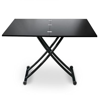 Menzzo B2219S Contemporain Carrera Table Basse Relevable Bois/Métal Noir Carbone 57/100 x 100/114,2 x 39/76,3 cm