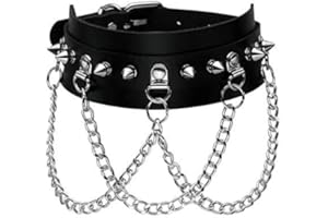 Manfnee Choker Punk Gotico Rock Pelle PU Girocollo Motociclista Rivetto Catena Uomo Donna Regolabile